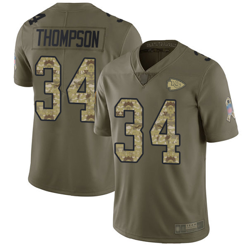 Men Kansas City Chiefs #34 Thompson Darwin Limited Olive Camo 2017 Salute to Service Football Nike NFL Jersey